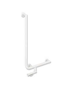 Hewi System 900 angled handle 900.22.14060DX stainless steel powder-coated white deep matt, 750 x 500 mm, right-hand version