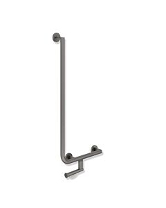 Hewi System 900 angled handle 900.22.14160SC, powder-coated stainless steel, dark gray pearl mica, deep matt, 900 x 400 mm, right-hand version