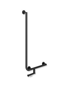 Hewi System 900 angled handle 900.22.14260DC stainless steel powder-coated black deep matt, 1000 x 500 mm, right-hand version