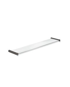 Hewi System 162 étagère 162.03.11560SC 600 x 122 mm, Halter acier inoxydable revêtu par poudre gris foncé perle mica mat profond, plaque de verre