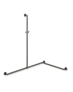 Hewi Main courante de douche système 900 900.35.33260DD 1250 x 1185 x 765 mm, revêtement par poudre gris foncé mat profond / chromé , version droite