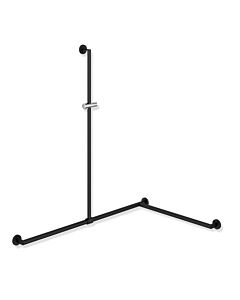Hewi System 900 shower handrail 900.35.33860JK 1250 x 965 x 1185 mm, powder-coated black deep matt / chrome, right-hand version