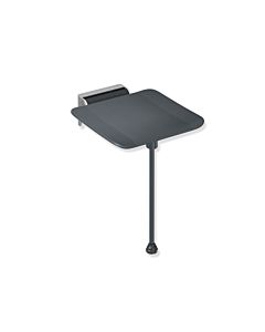 Hewi System 900 hanging seat 900.51.201XA92 350 x 415 mm, polished stainless steel, anthracite polyamide