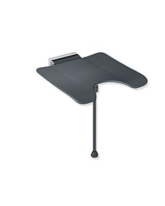 Hewi System 900 folding shower seat 900.51.2144092 Chrome-plated stainless steel, anthracite polyamide, with pubic cut-out