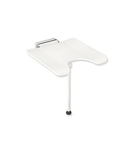 Hewi System 900 folding shower seat 900.51.2144098 Chrome-plated stainless steel, polyamide signal white, with pubic cut-out