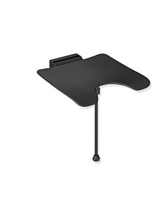 Hewi System 900 Duschklappsitz 900.51.21460CV Edelstahl pulverbeschichtet schwarz matt, Polyamid matt schwarz, mit Schamausschnitt