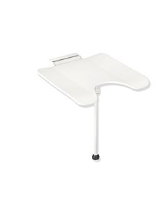 Hewi System 900 folding shower seat 900.51.21460AS Stainless steel powder-coated matt white, polyamide matt white, with pubic cut-out