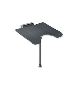 Hewi System 900 folding shower seat 900.51.214XA92 Polished stainless steel, anthracite polyamide, with pubic cut-out