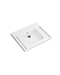 Hewi lavabo en fonte minérale 950.11.140 65 x 55 cm, moule carré, sans trou pour robinet avec trop-plein, blanc