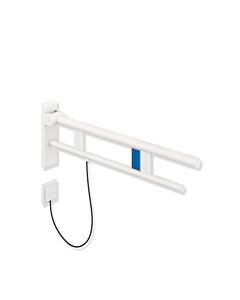 Hewi Bras de support système 900 900.50.19960DX saillie 700 mm, acier inoxydable blanc deep matt, gauche, déverrouillage e-flush