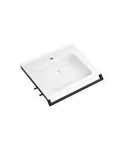 Hewi mineral cast washbasin 950.19.071DC 65x58cm, with handle 65cm, 2 hooks, white, matt black