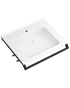 Hewi Mineralguss-Waschtisch 950.19.071DC 65x58cm, mit Haltegriff 65cm, 2 Haken, weiß, schwarz tiefmatt