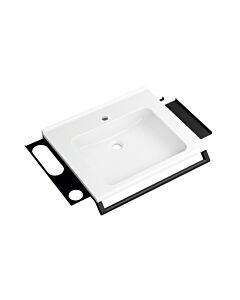 Hewi vasque en fonte minérale 950.19.073DC 65x58cm, avec poignée, 2 Ablagen , crochets, blanc , noir mat