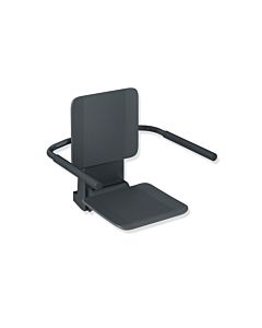 Hewi System 900 folding seat 900.51.10160AF stainless steel powder-coated anthracite matt, matt anthracite plastic