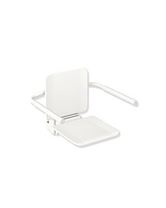 Hewi Siège suspendu système 900 900.51.10760AS acier inoxydable thermolaqué blanc mat, plastique blanc mat, avec accoudoirs