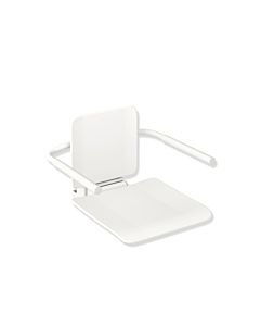 Hewi Siège suspendu système 900 900.51.10960AS acier inoxydable peint par poudrage blanc mat, plastique blanc mat, avec accoudoirs, grand