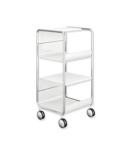 Hewi side trolley 950.74.00060VR chrome frame, shelf white high gloss