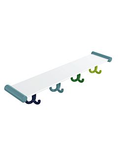 étagère Hewi 800.03.40455 avec crochet triple, 4 places, bleu aqua