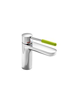 Hewi AQ basin mixer AQ1.12M1024074 chrome-plated, handle apple green, round, projection 159 mm