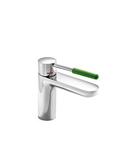 Hewi AQ basin mixer AQ1.12M1024072 chrome-plated, handle may green, round, projection 159 mm