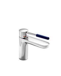 Hewi AQ Waschtischarmatur AQ1.12M1024050 verchromt, Griff stahlblau, rund, Ausladung 159 mm