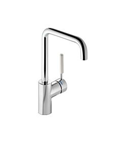 Hewi AQ mitigeur lavabo AQ1.12M1064099 Poignée blanc pur, tube rond, saillie 187mm, chromé