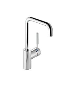 Hewi AQ basin mixer AQ1.12M1064097 handle light grey, round tube, projection 187mm, chrome-plated