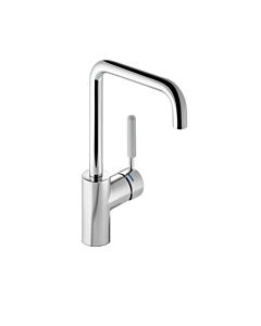 Hewi AQ basin mixer AQ1.12M1064095 handle rock grey, round tube, projection 187mm, chrome-plated