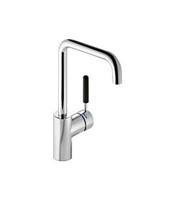 Hewi AQ basin mixer AQ1.12M1064090 jet black handle, round tube, projection 187mm, chrome-plated