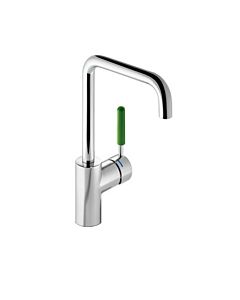 Hewi AQ mitigeur lavabo AQ1.12M1064072 Poignée verte May, tube rond, saillie 187mm, chromée