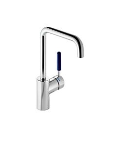Hewi AQ mitigeur lavabo AQ1.12M1064050 Poignée bleu acier, tube rond, saillie 187mm, chromée