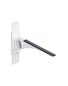 Hewi 802 Barre d&#39;appui rabattable LifeSystem 802.50.40660GU 600, blanc brillant/mat anthracite, avec réglage en hauteur