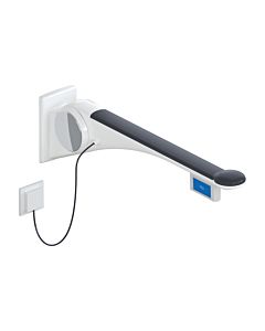 Hewi 802 Bras porteur LifeSystem 802.50.44660GU 750 mm, blanc brillant/anthracite mat, commande affleurante à droite