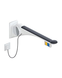 Hewi 802 LifeSystem support rail 802.50.44960GU 700 mm, white high gloss/anthracite matt, flush actuation, function button on the left