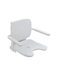 Hewi 802 Siège suspendu LifeSystem 802.51.13660SD avec accoudoir et dossier, découpe hygiénique, blanc brillant/ blanc mat