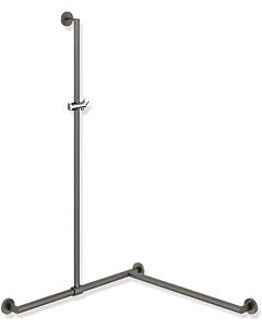 Hewi Main courante de douche système 900 900.35.33660DD 1250 x 765 x 965 mm, revêtement par poudre gris foncé mat profond / chromé , version droite