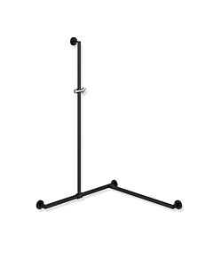 Hewi System 900 Duschhandlauf 900.35.33060JK 1250 x 765 x 765 mm, pulverbeschichtet schwarz tiefmatt/chrom, Ausführung rechts