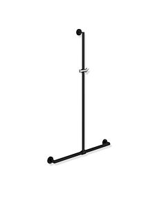 Hewi Main courante de douche système 900 900.35.43260JK 1250 x 1184 mm, revêtement par poudre noir mat profond / chromé
