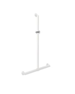 Hewi System 900 shower handrail 900.35.43260WD 1250 x 1184 mm, powder-coated white deep matt / chrome