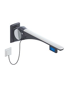 Hewi 802 LifeSystem Stützklappgriff 802.50.42260TB 750, anthrazit hochglanz/weiß matt, Spülauslösung, links