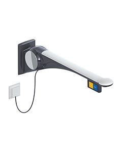 Hewi 802 LifeSystem folding support rail 802.50.45160TB 850 mm, anthracite high-gloss/matt white, flush actuation, function button on the left