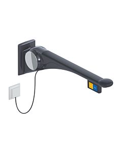 Hewi 802 LifeSystem folding support rail 802.50.45660DR 900 mm, anthracite high-gloss/anthracite matt, flush actuation, function button on the left