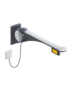 Hewi 802 LifeSystem folding support rail 802.50.47460TB 750 mm, anthracite high-gloss/matt white, function button on the right