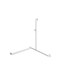 Hewi System 900 shower handrail 900.35M30460VH 1250 x 965 x 965 mm, stainless steel powder-coated white deep matt, left
