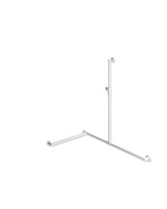 Hewi System 900 main courante de douche 900.35M30560VH 1250 x 1185 x 765 mm, acier inoxydable thermolaqué blanc mat profond, gauche