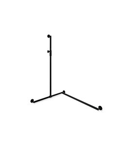 Hewi System 900 Duschhandlauf 900.35M30660CV 1250 x 765 x 965 mm, Edelstahl pulverbeschichtet schwarz tiefmatt, rechts