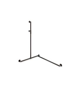 Hewi System 900 shower handrail 900.35M30660ER 1250 x 765 x 965 mm, stainless steel powder-coated dark grey deep matt, right
