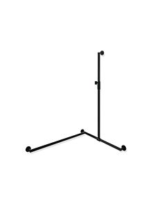 Hewi System 900 main courante de douche 900.35M30760CV 1250 x 765 x 965 mm, acier inoxydable revêtement par poudre noir profond mat, gauche