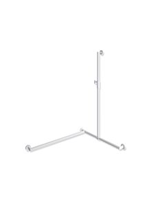 Hewi System 900 main courante de douche 900.35M30760VH 1250 x 765 x 965 mm, acier inoxydable thermolaqué blanc mat profond, gauche