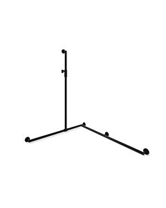 Hewi System 900 shower handrail 900.35M30860CV 1250 x 965 x 1185 mm, stainless steel powder-coated black deep matt, right